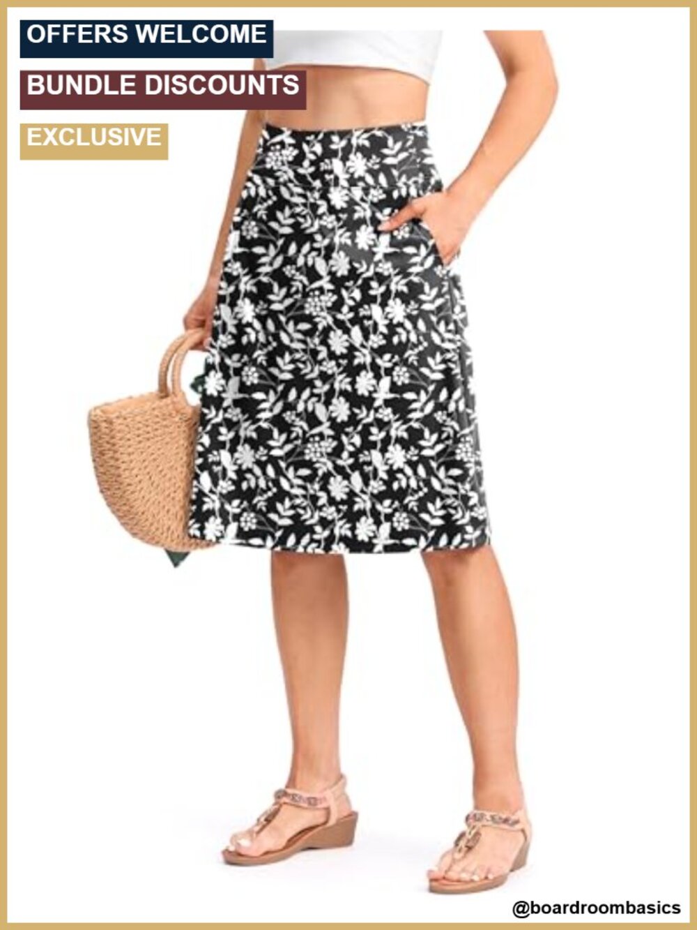 Women's 25" Modest Skorts with Pockets Knee Length A-Line Active Skort